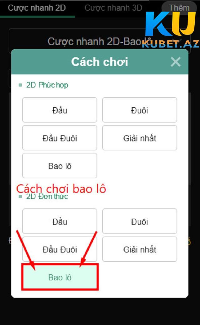 Chọn hình thức đánh lô tại Kubet