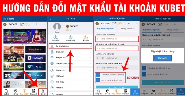 Biểu mẫu đổi mật khẩu tài khoản thành viên